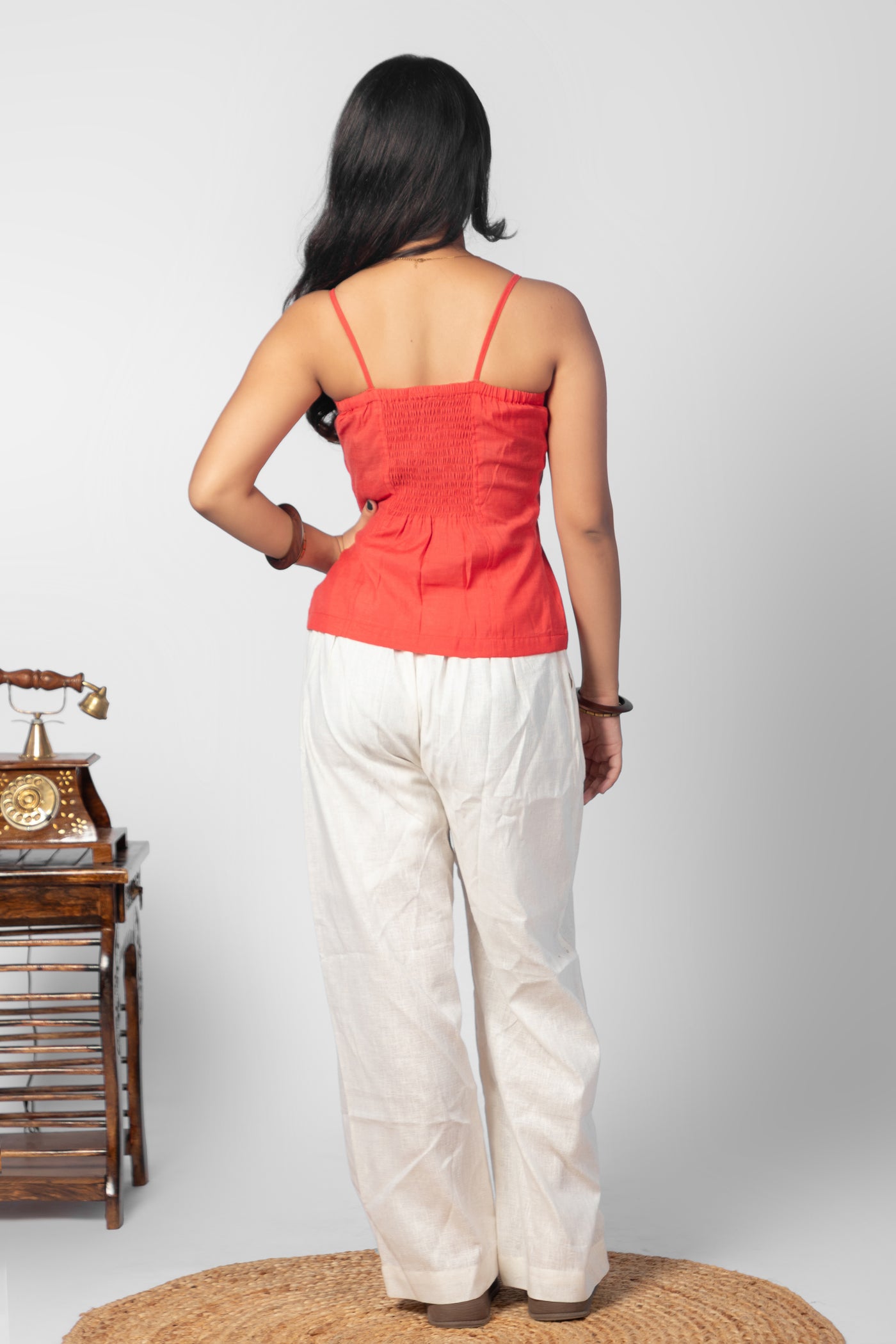Coral Pink Lace-Trimmed Cami Set