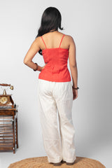 Coral Pink Lace-Trimmed Cami Set