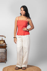 Coral Pink Lace-Trimmed Cami Set