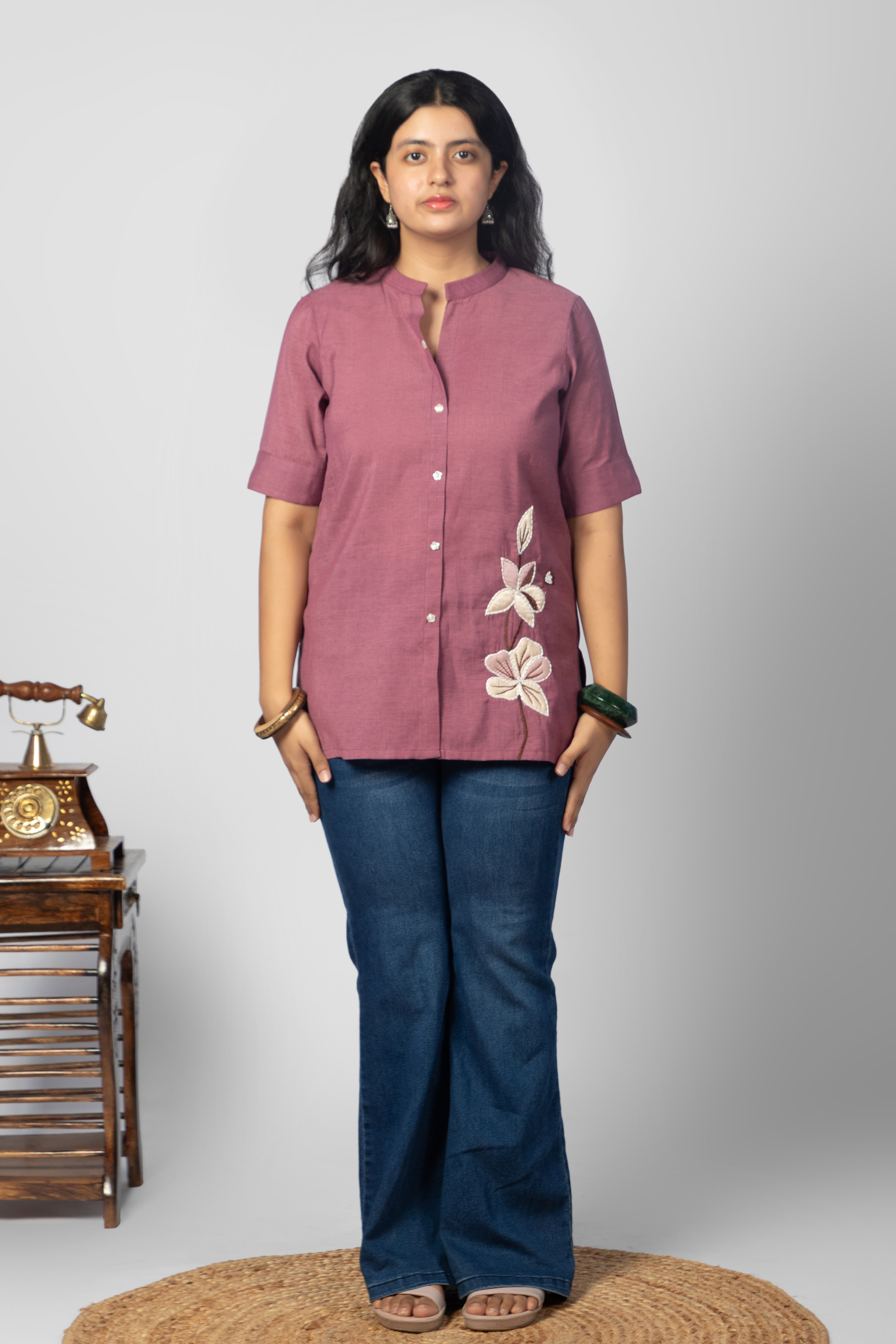 Mauve Embroidered Kurta