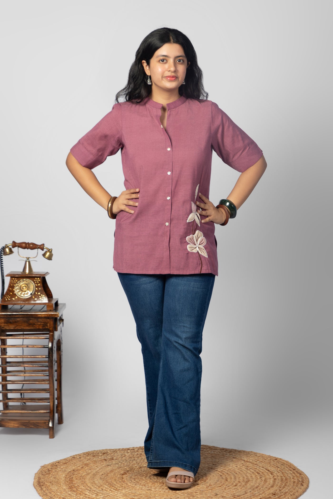 Mauve Embroidered Kurta