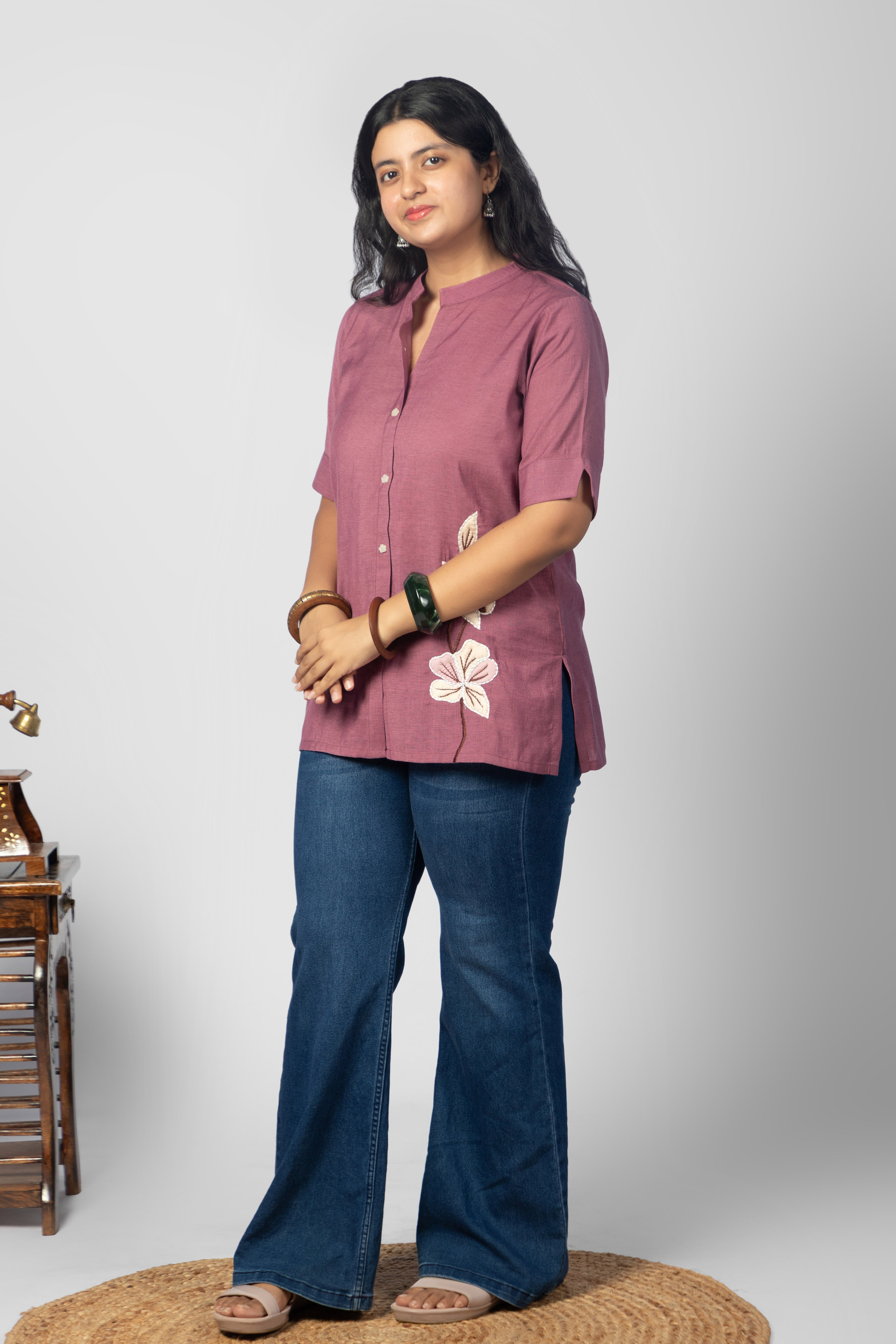 Mauve Embroidered Kurta