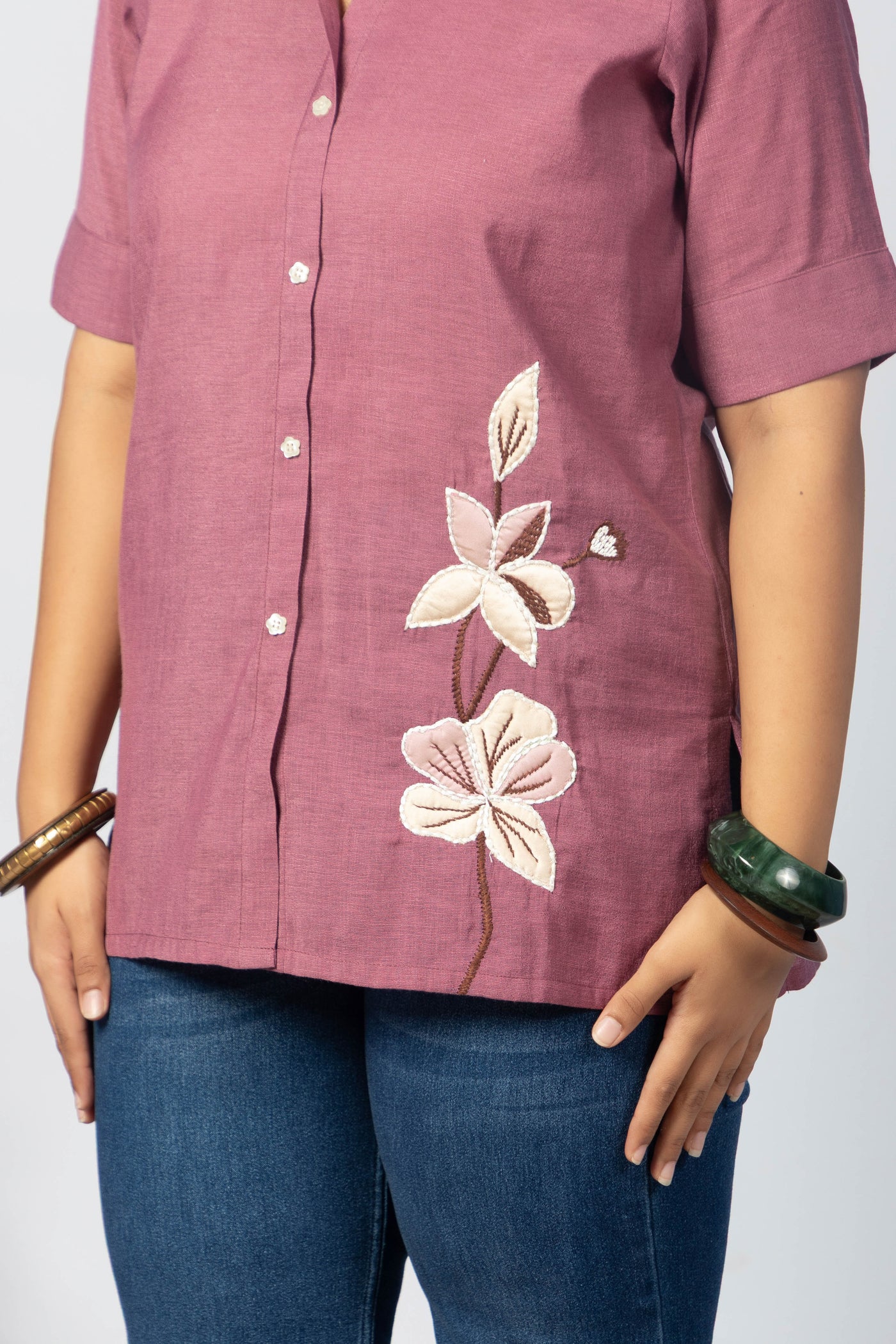 Mauve Embroidered Kurta
