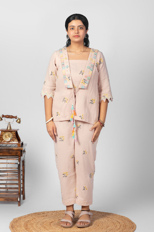 3-Piece Embroidered Co-Ord Set