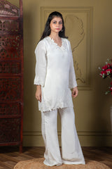 Ivory White Embroidered Kurta Set