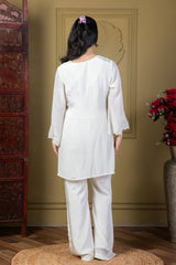 Ivory White Embroidered Kurta Set
