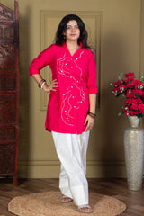 Fuchsia Embroidered Shirt with Farshi Salwar