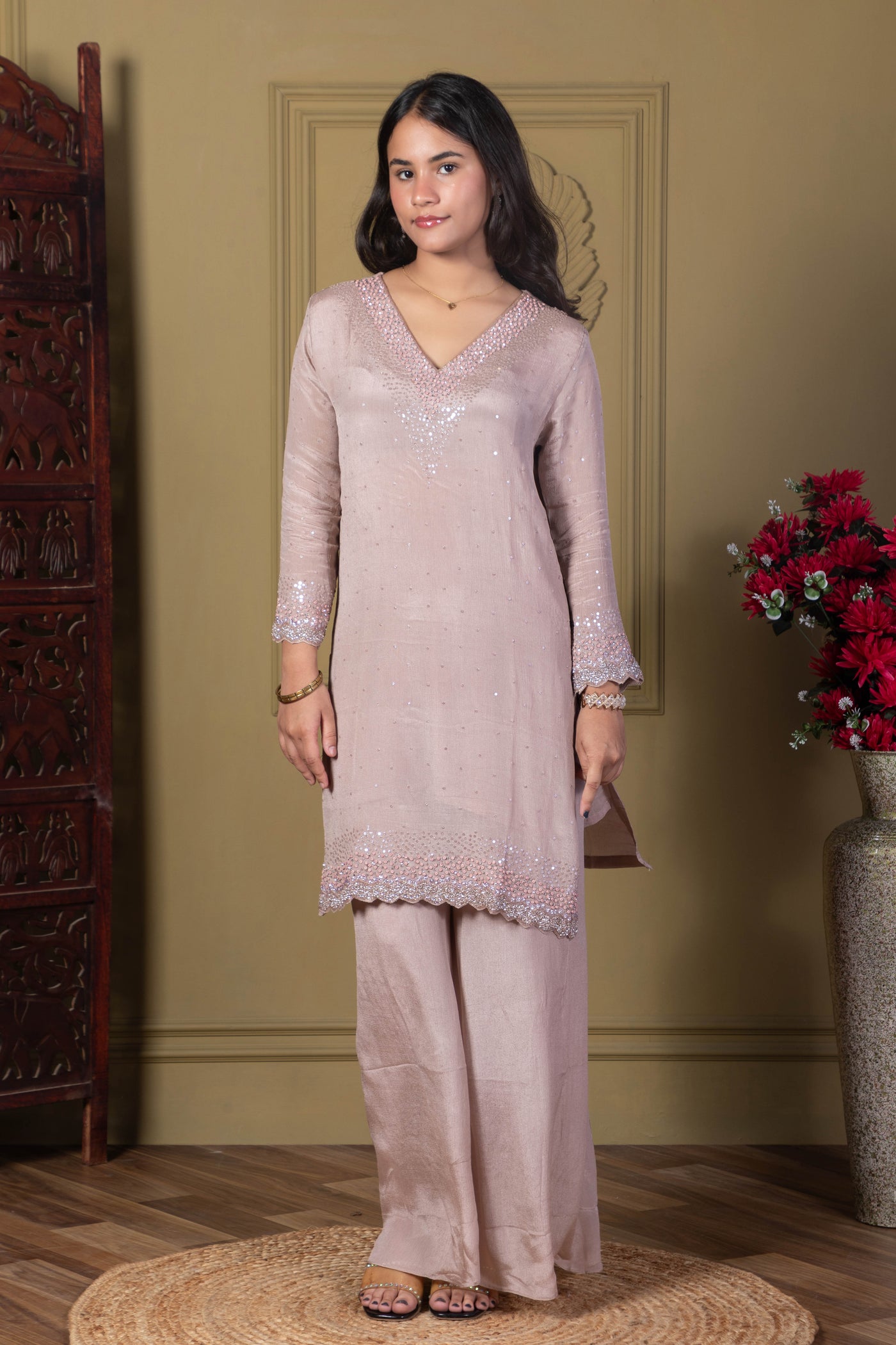 Rosy Brown Sequin Kurta Set