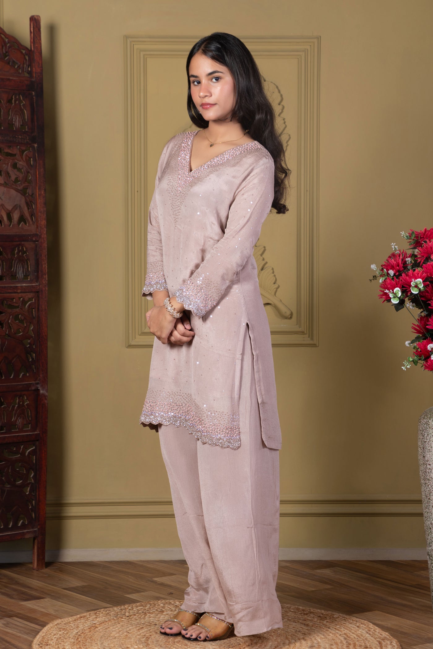 Rosy Brown Sequin Kurta Set