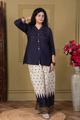 Navy Blue Kurta & Printed Palazzo Set