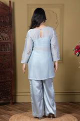 Powder Blue Embellished Kurta Set