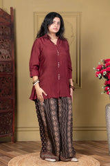 Maroon Kurta & Printed Palazzo Set
